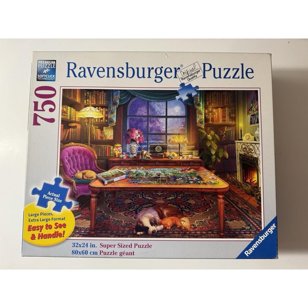 Ravensburger Puzzler's Place 750 Piece Large Format Puzzle #164448 Cats Library